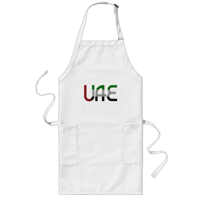 UAE United Arab Emirates Flag Colours Typography Long Apron (Front)