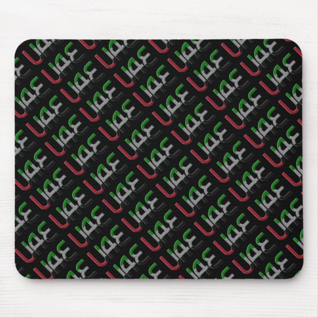 UAE United Arab Emirates Flag Colours Typography Mouse Pad (Front)