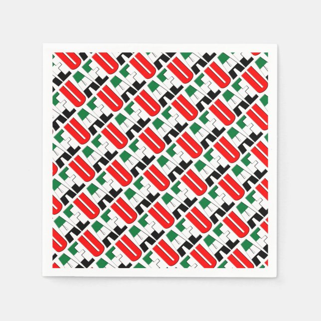 UAE United Arab Emirates Flag Colours Typography Napkin (Front)