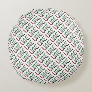 UAE United Arab Emirates Flag Colours Typography Round Pillow