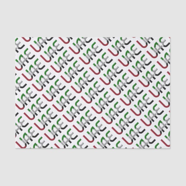 UAE United Arab Emirates Flag Colours Typography Tissue Paper (Front)