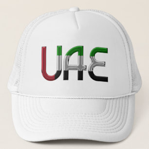 UAE United Arab Emirates Flag Colours Typography Trucker Hat