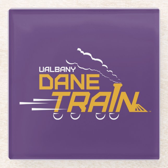UAlbany Dane Train Logo Glass Coaster (Front)