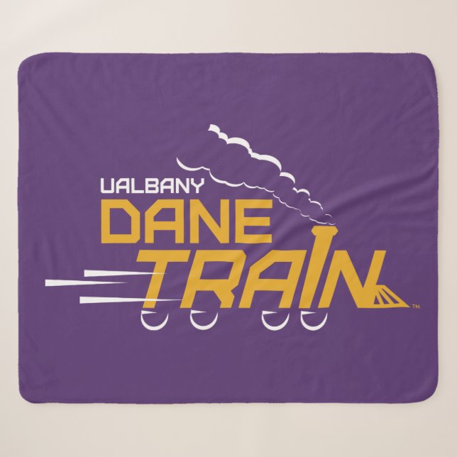 UAlbany Dane Train Logo Sherpa Blanket (Front (Horizontal))