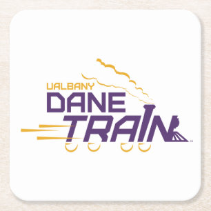 UAlbany Dane Train Logo Square Paper Coaster
