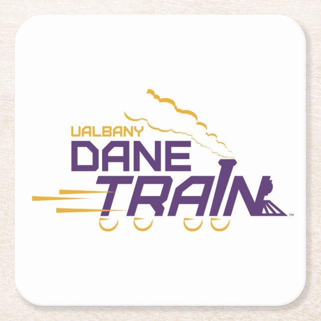 UAlbany Dane Train Logo Square Paper Coaster (Front)