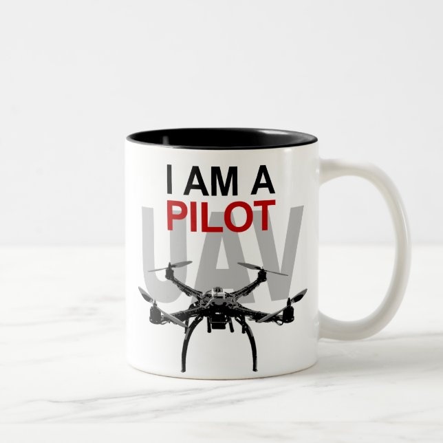UAV Quadpilot Quadcopter Pilot Two-Tone Coffee Mug (Right)