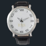Uber Cool Mens Classic Monogrammed Initials Watch<br><div class="desc">Custom, personalized, men's classic vintage look black leather strap, alloy case, wrist watch. A timepiece that will never go out of style. Simply type in the initials. Go ahead create a wonderful, custom watch for the special men in your life - dad, groom, husband, brother, grandfather, boyfriend. Makes a great...</div>