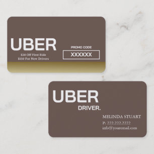Uber Driver Modern Gold Border Referral Business Card