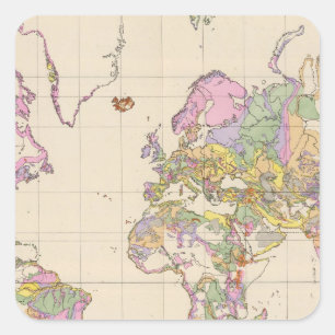 Ubersicht der Erde - Overview of the Earth Map Square Sticker