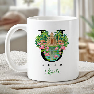 Ubud Bali Monogram Letter U Personalized Gift Coffee Mug