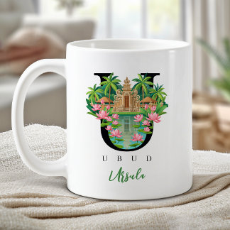 Ubud Bali Monogram Letter U Personalized Gift Coffee Mug
