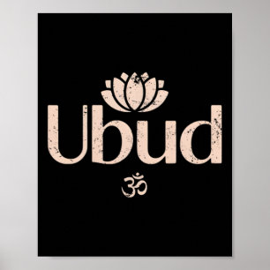 Ubud Li Om Spiritual Lotus Travel Meditation Yoga Poster