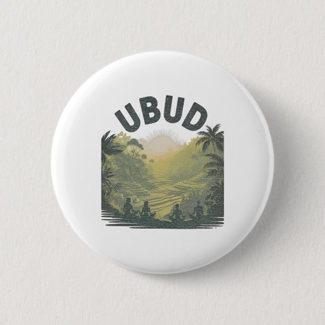 Ubud Li Rice Fields Jungle Meditation Yoga  2 Inch Round Button (Front)