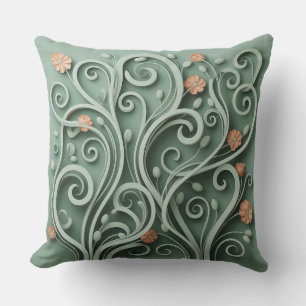 Ubud Vine Spiral 3D Batik Motif Throw Pillow