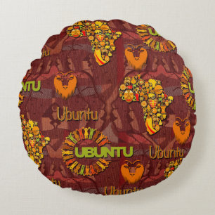 Ubuntu - I am because we are. Round Pillow