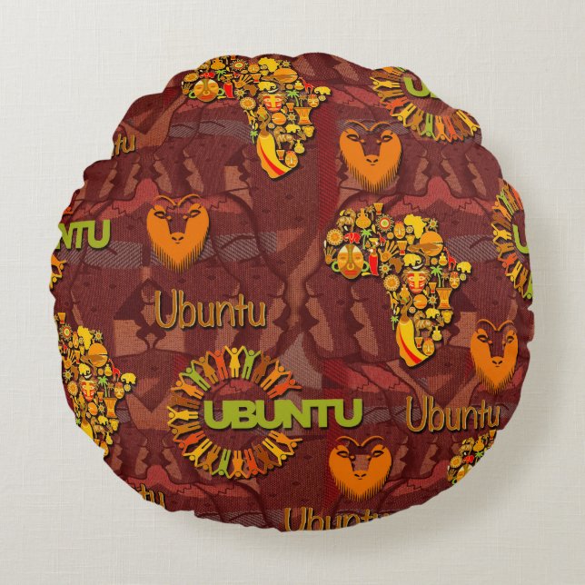 Ubuntu - I am because we are. Round Pillow (Front)
