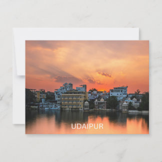 Udaipur Sunset over Lake Lake Pichola Postcard