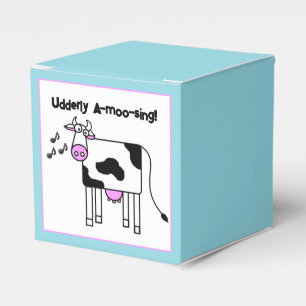 Udderly A-moo-sing Singing Cow Pun Cartoon Design Favor Box