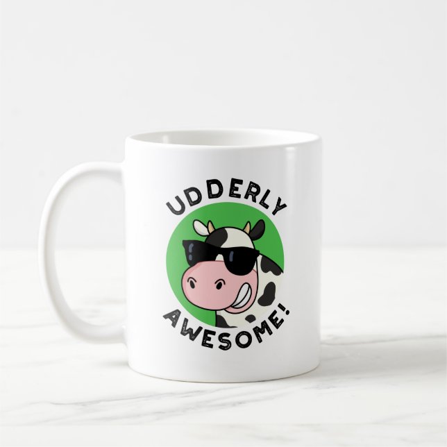 Udderly Awesome Funny Cow Pun  Coffee Mug (Left)