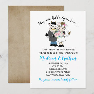 Udderly in Love Cow Couple Bride and Groom Wedding Invitation