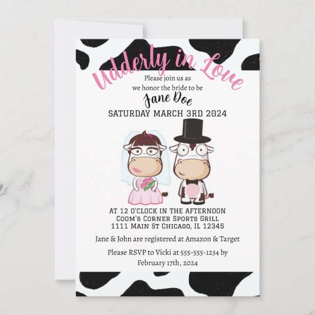 Udderly in Love Shower Invitation (Front)