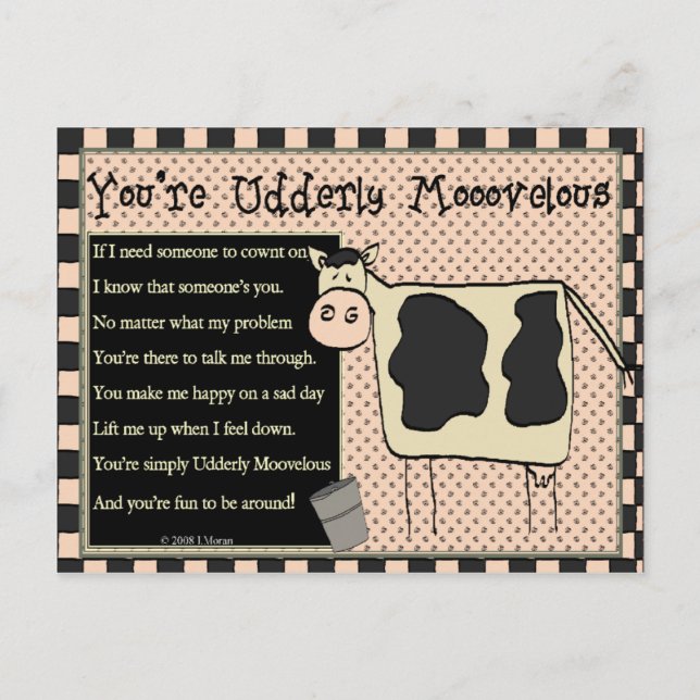 Udderly Moovelous Postcard (Front)