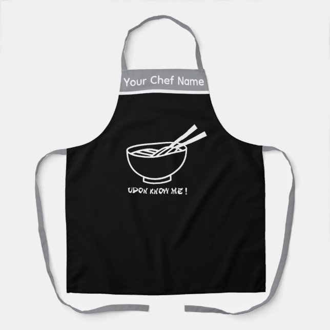 Udon Know Me Funny Noodle Graphic Apron (Front)