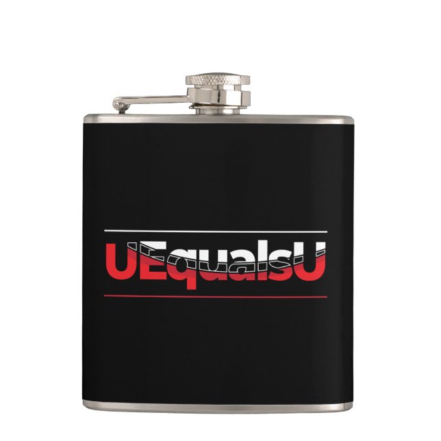 UEqualsU HIV Undetectable Typography Art Hip Flask (Front)