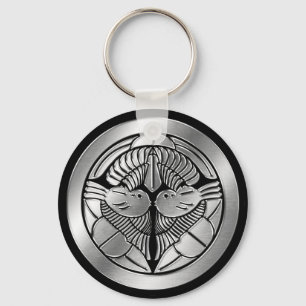 Uesugi Clan Kamon Silver Chrome Keychain