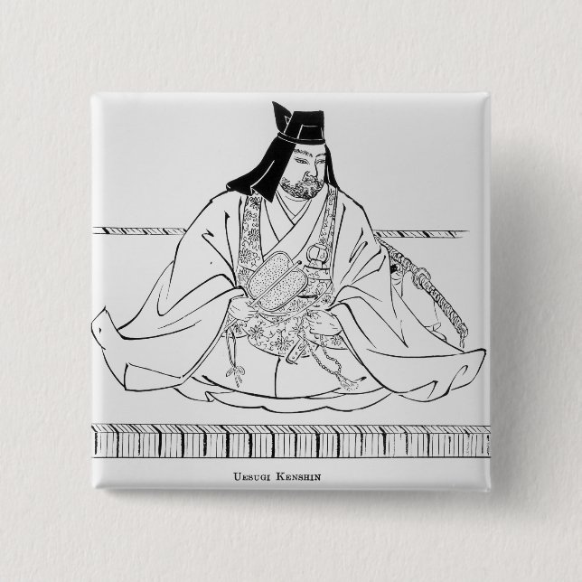 Uesugi Kenshin 2 Inch Square Button (Front)
