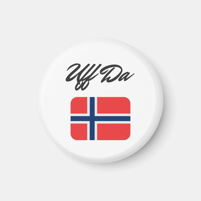Uff Da Norwegian Flag Magnet (Front)