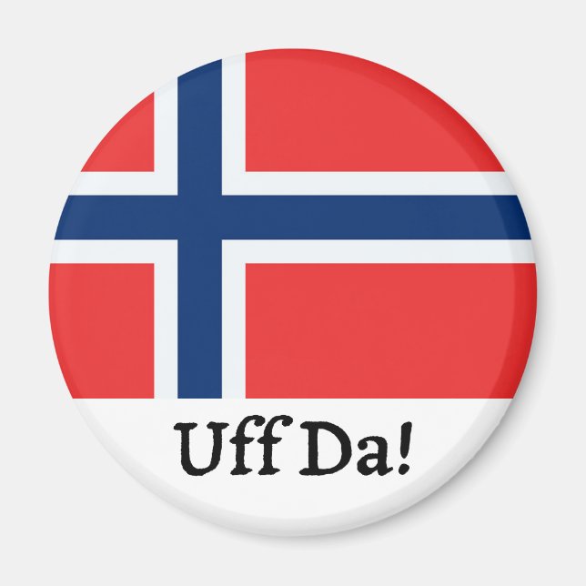 Uff Da Norwegian Flag Magnet (Front)