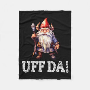 Uff Da Norwegian Quote Scandinavian Viking Gnome  Fleece Blanket