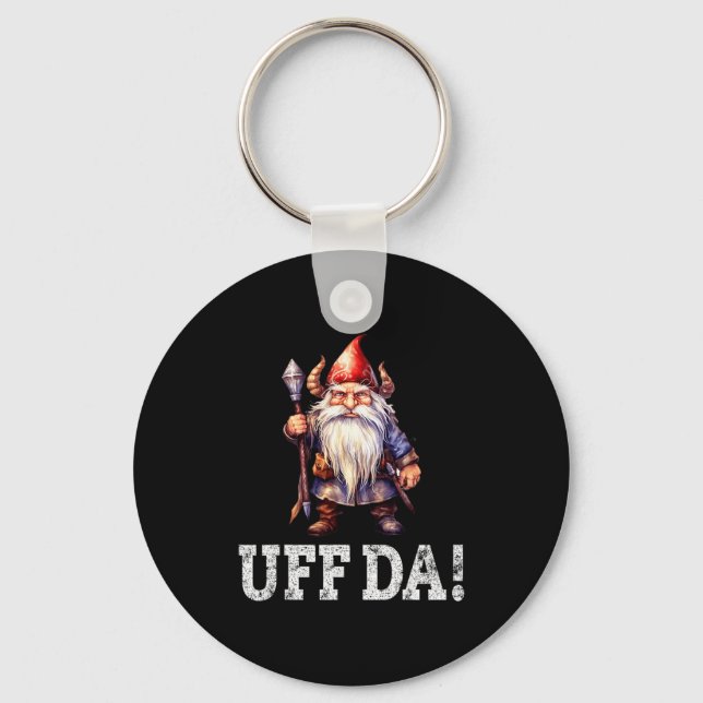 Uff Da Norwegian Quote Scandinavian Viking Gnome  Keychain (Front)