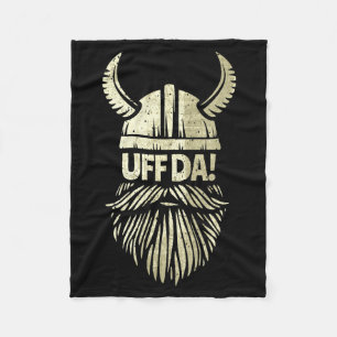 Uff Da Norwegian Quote Scandinavian Viking Helmet  Fleece Blanket