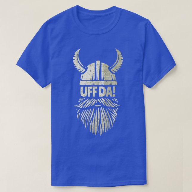 Uff Da Norwegian Quote Scandinavian Viking Helmet  T-Shirt (Design Front)