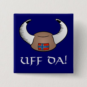 Uff Da! Viking Hat 2 Inch Square Button