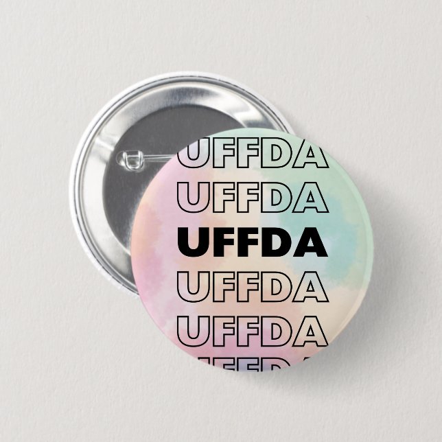 Uffda! Scandinavian/Norweigan  2 Inch Round Button (Front & Back)