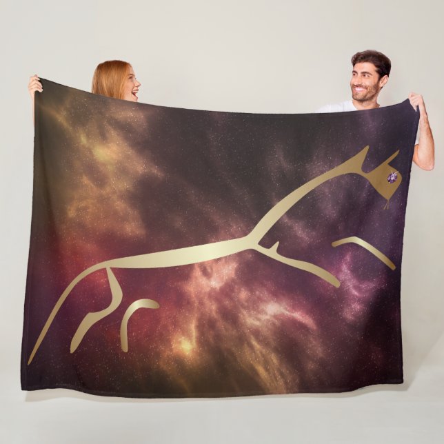 Uffington Chalk Horse Geoglyphs Gold Horse Fleece Blanket (In Situ)