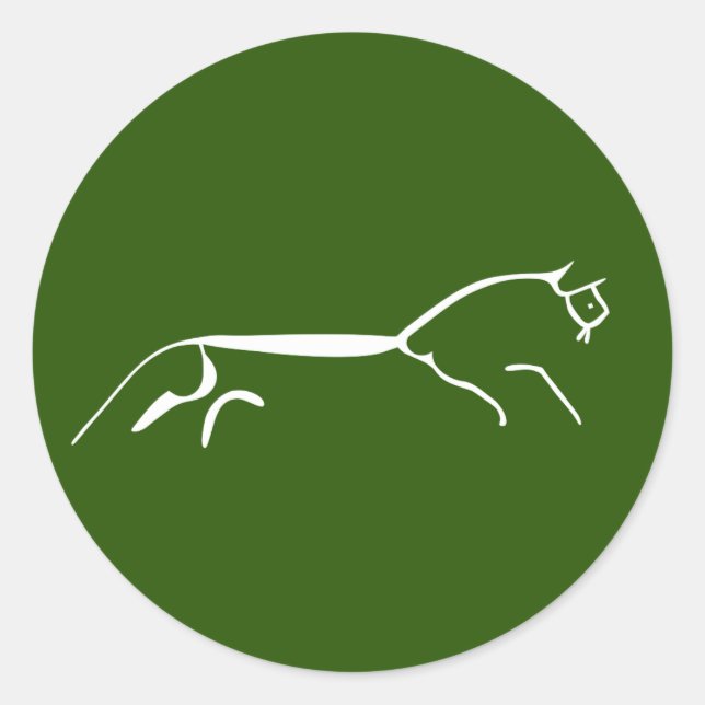 Uffington white horse ancient geoglyph symbol engl classic round sticker (Front)