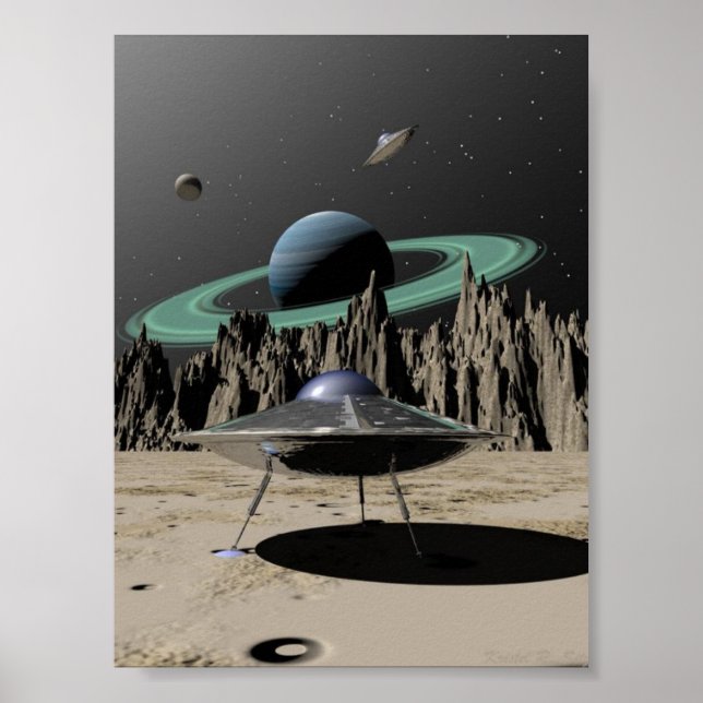 UFO - 50's SciFi Kitch (by Kristel R. Sitz) Poster (Front)