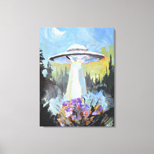 UFO Abduction Beam in Forest Canvas Print