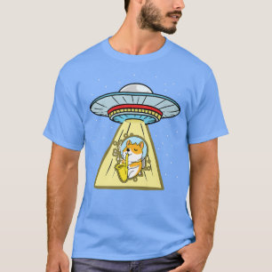 Ufo Abduction Corgi Astronaut Saophone  T-Shirt