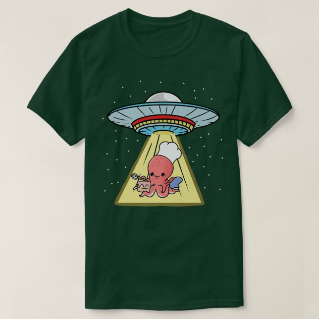 Ufo Abduction Octopus Baking  T-Shirt (Design Front)