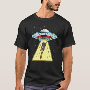 Ufo Abduction Paint Brush Painter T-Shirt