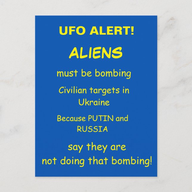 UFO ALERT POSTCARD (Front)