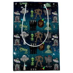 UFO, Alien, Bigfoot Cryptid Birthday Medium Gift Bag