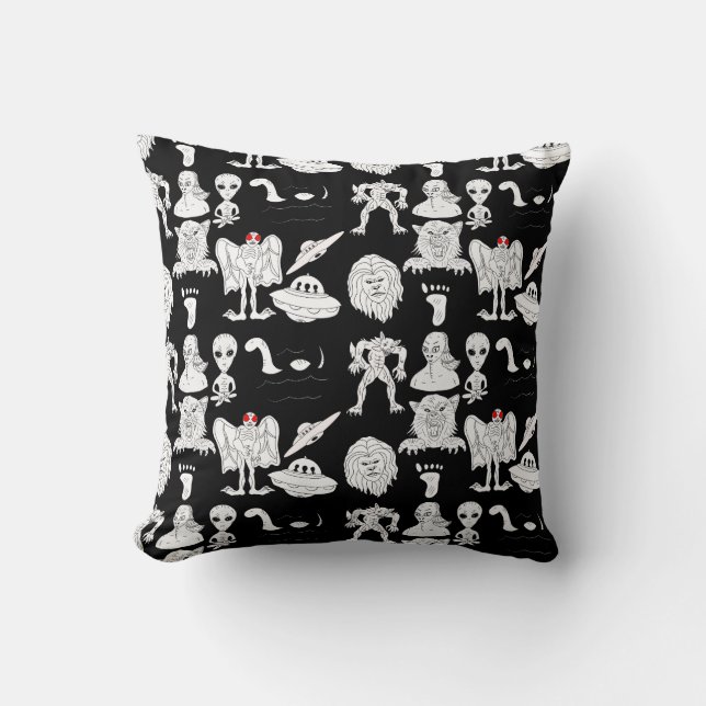 UFO, Alien, Bigfoot Cryptid Birthday   Throw Pillow (Front)