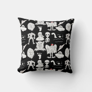 UFO, Alien, Bigfoot Cryptid  Throw Pillow